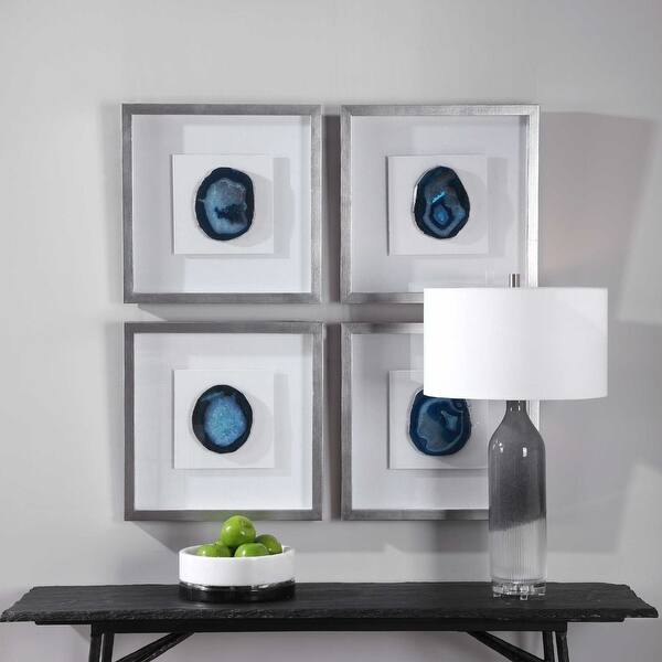 19.75" Blue and Silver Stone Shadow Box Hanging Wall Art Bed Bath & Beyond 37592557